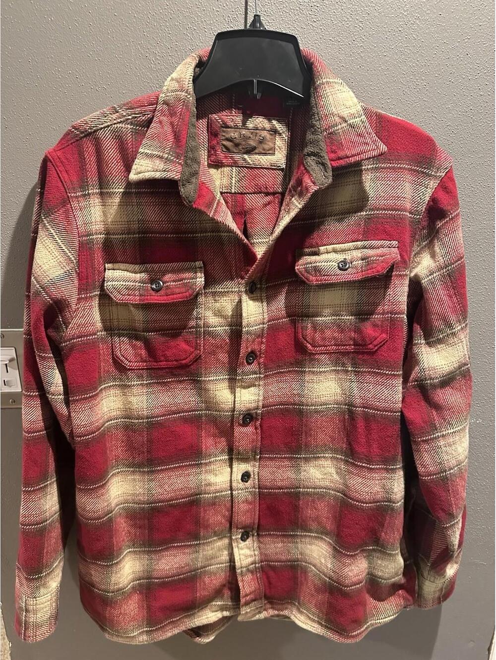 Orvis Big Bear Plaid Heavyweight Flannel Shirt Jacket Mens Large Shacket Red